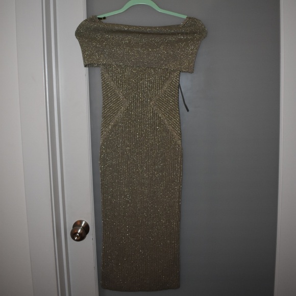 NWT NY&CO Metallic Off the Shoulder Sweater Midi - Picture 3 of 6